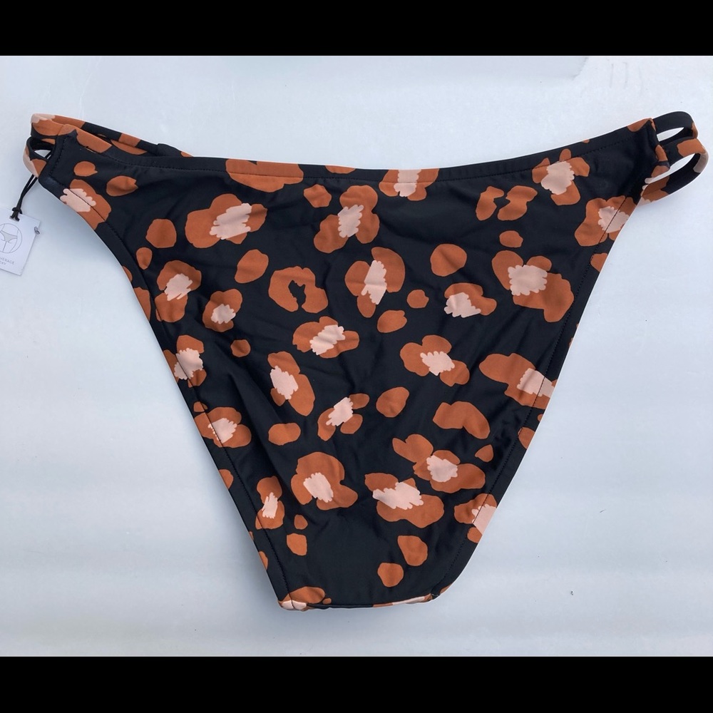 Shade & Shore Bikini Bottom XL Animal Print Cheeky Strappy Sides Low Covetage